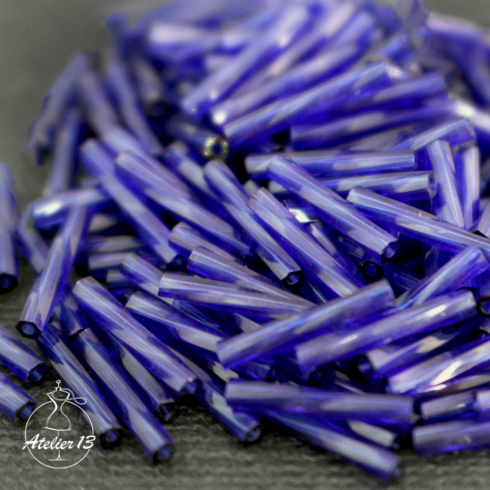 MIYUKI Стеклярус витой, 12*2 мм, #1711 Transparent Dyed Dark Cobalt, 10 гр