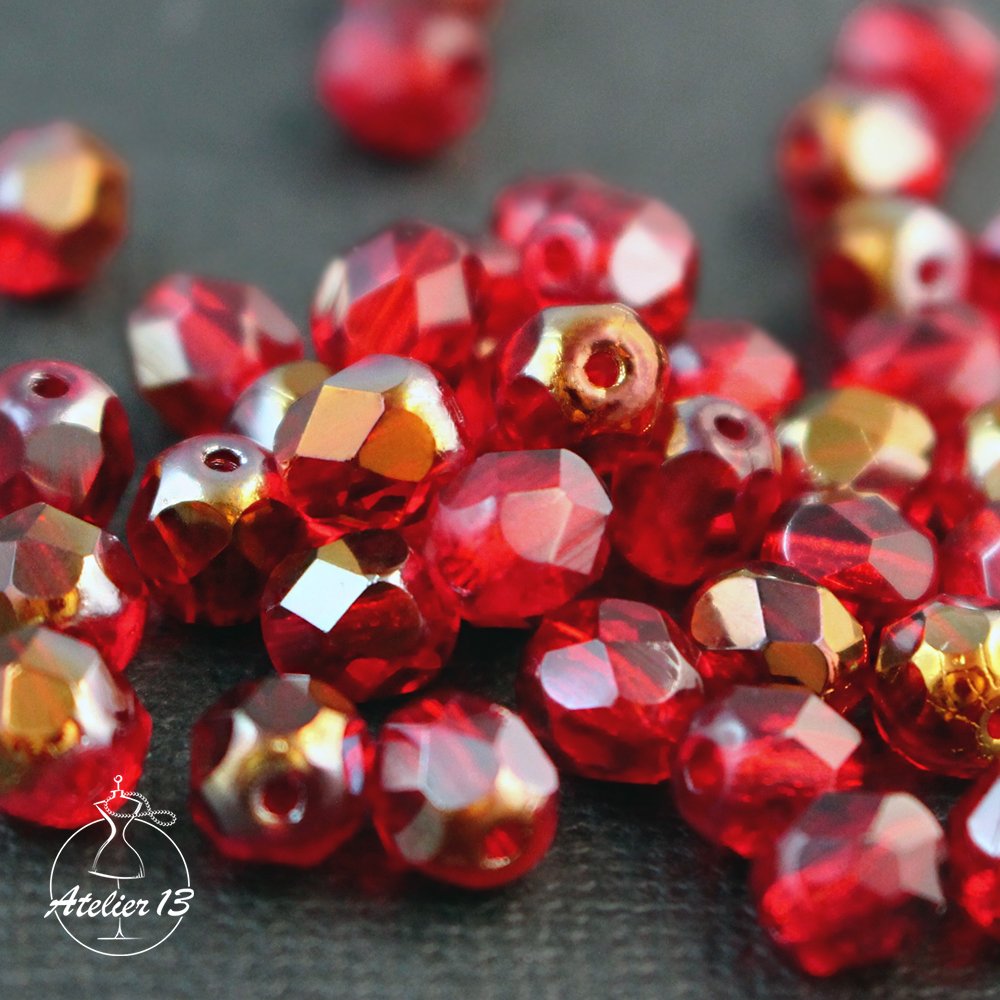 FirePolished 6 mm Ruby Valentinite (#90090/22601), 20 szt