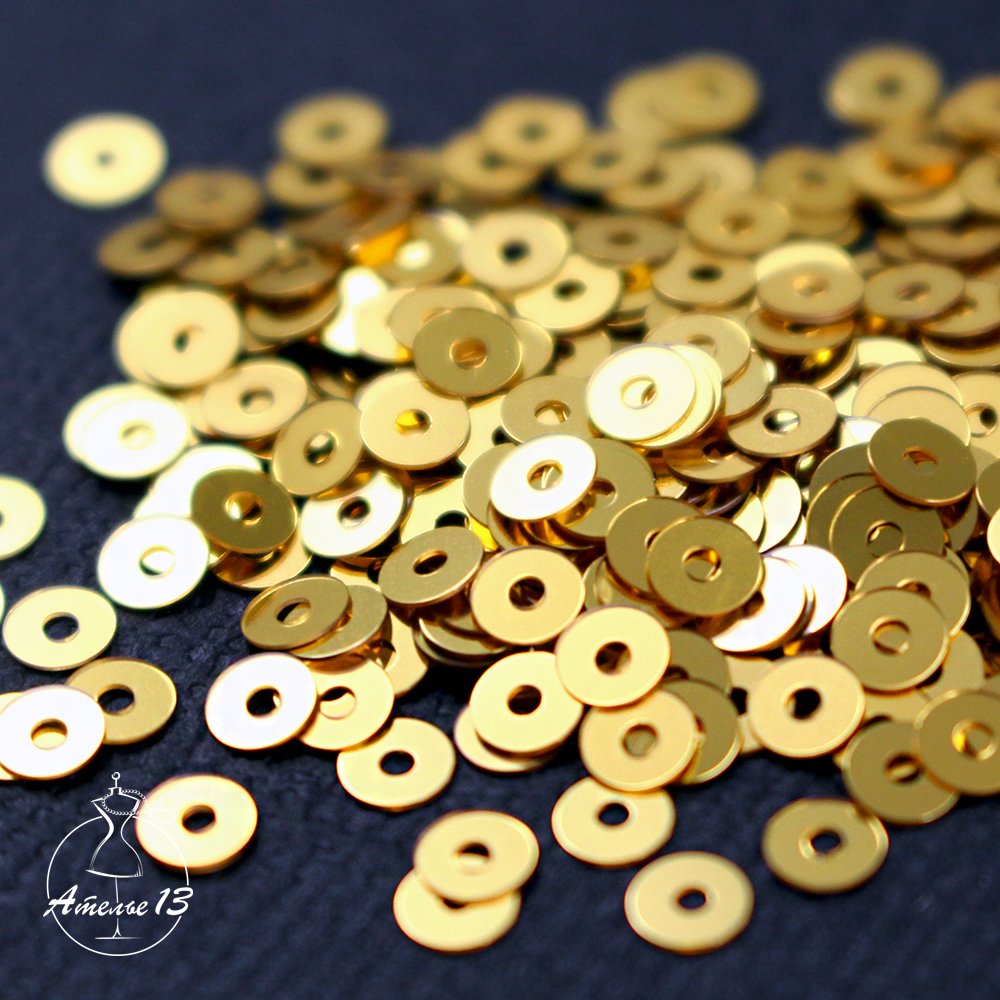 Cekiny 3mm płaskie #2011, Metallizzati Oro, 3 gr