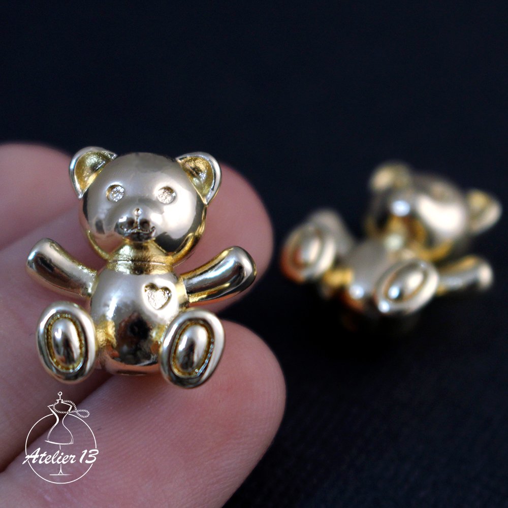 Pendant Bear, 20*18*10 mm, gold, 1 pc
