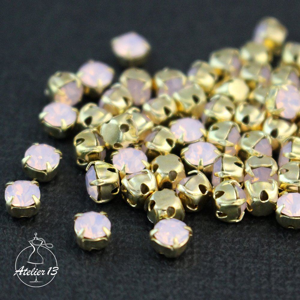 Chatons ss16 (4 mm) in setting, Rose Opal/Gold, 20 pcs