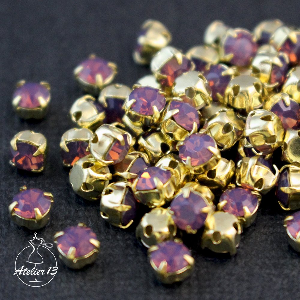 Chatons ss16 (4 mm) in setting, Amethyst Opal/Gold, 20 pcs