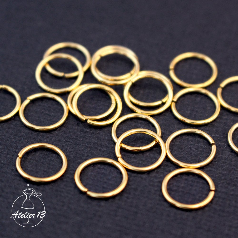 Connecting rings 8 mm, split ring, gold, 3 gr