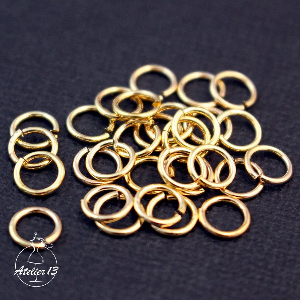 Connecting rings 6 mm, split ring, gold, 3 gr