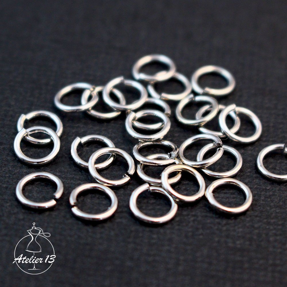 Connecting rings 6 mm, split ring, rhodium, 3 gr