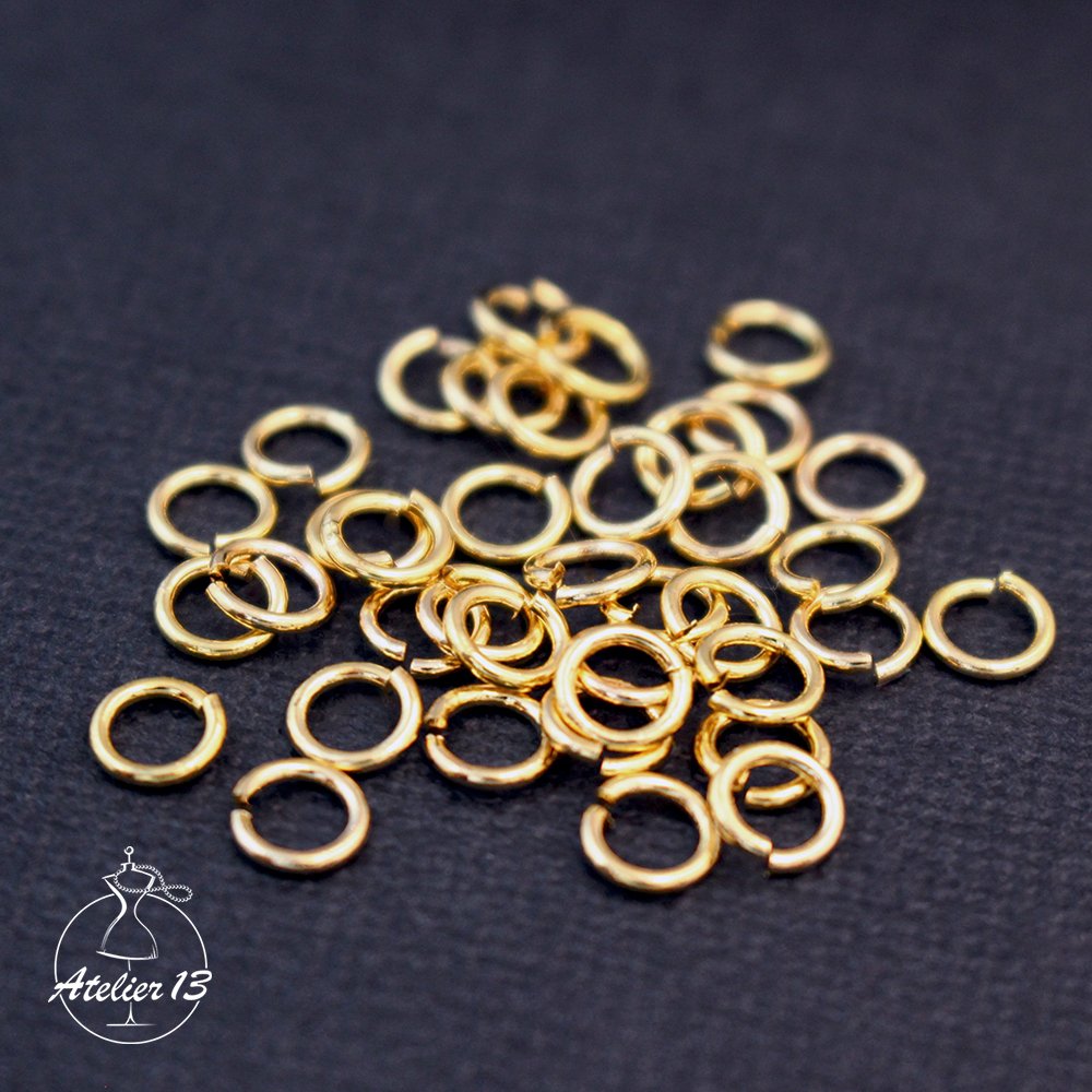 Connecting rings 5 mm, split ring, gold, 3 gr