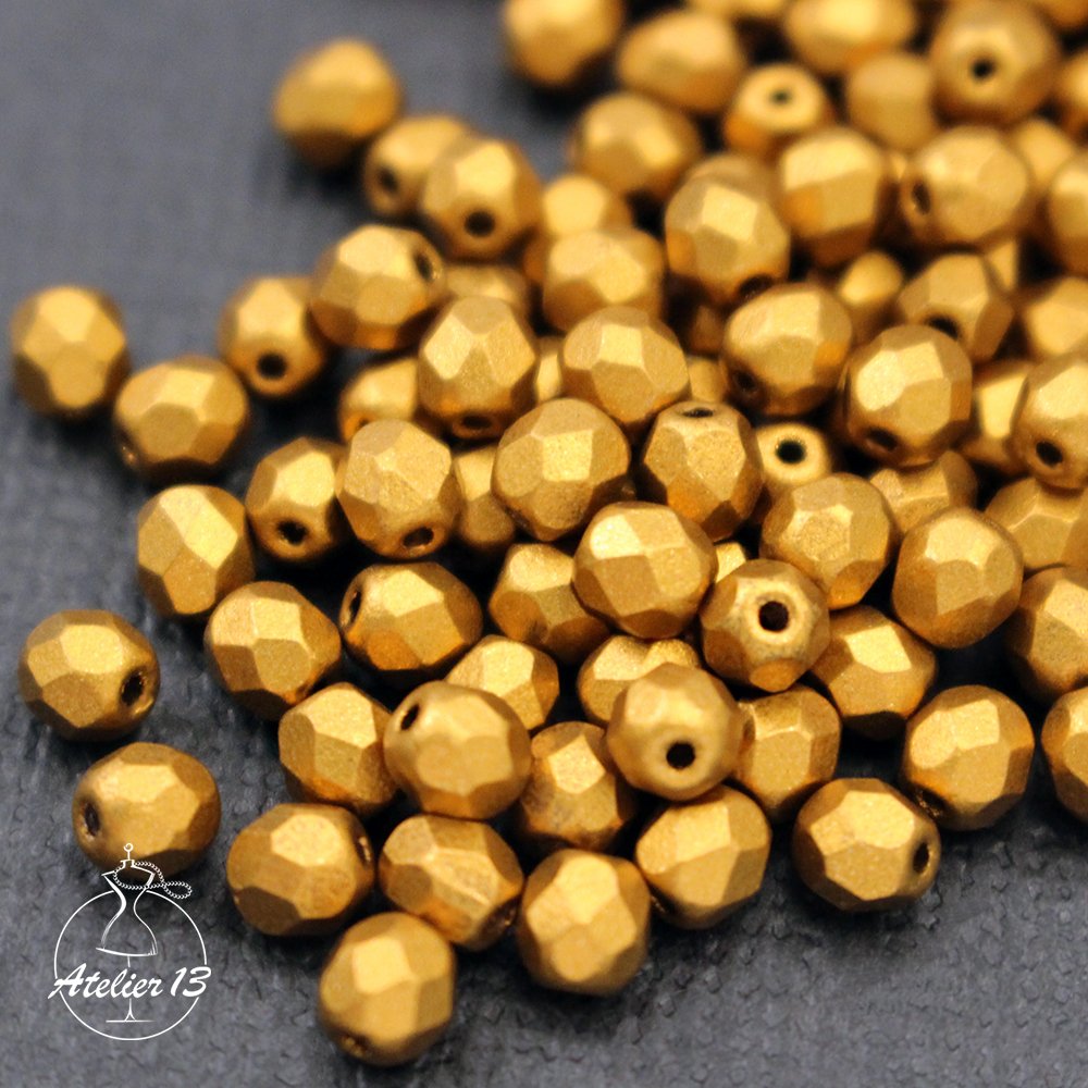 FirePolished 4 mm Bronze Gold Matte (#00030/01740), 50 szt