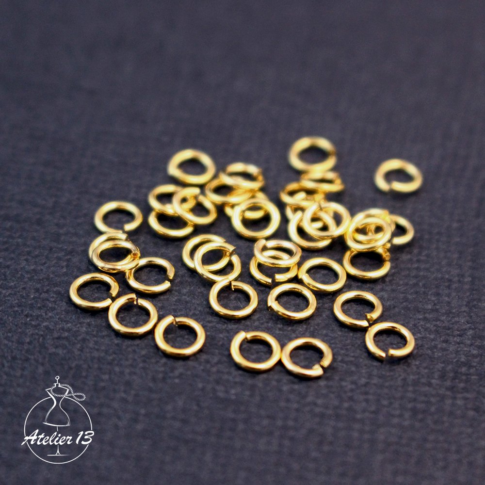 Connecting rings 4 mm, split ring, gold, 3 gr