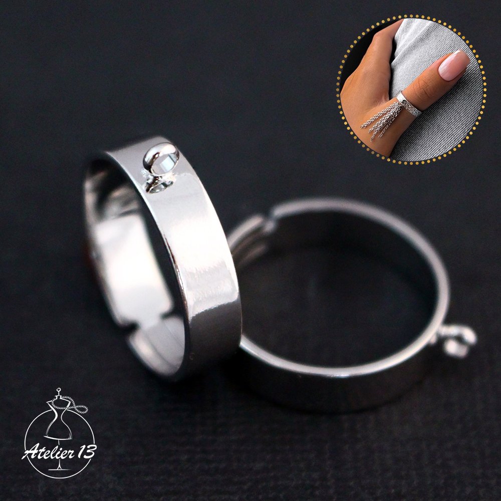 Basis for the ring is smooth with a loop, rhodium, 1 pc
