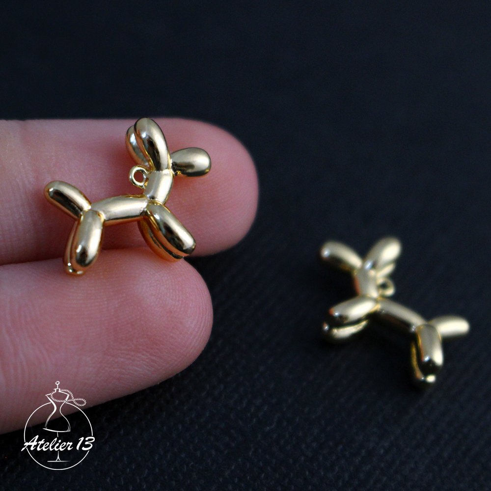 Poodle pendant, 17*13*6 mm, gold