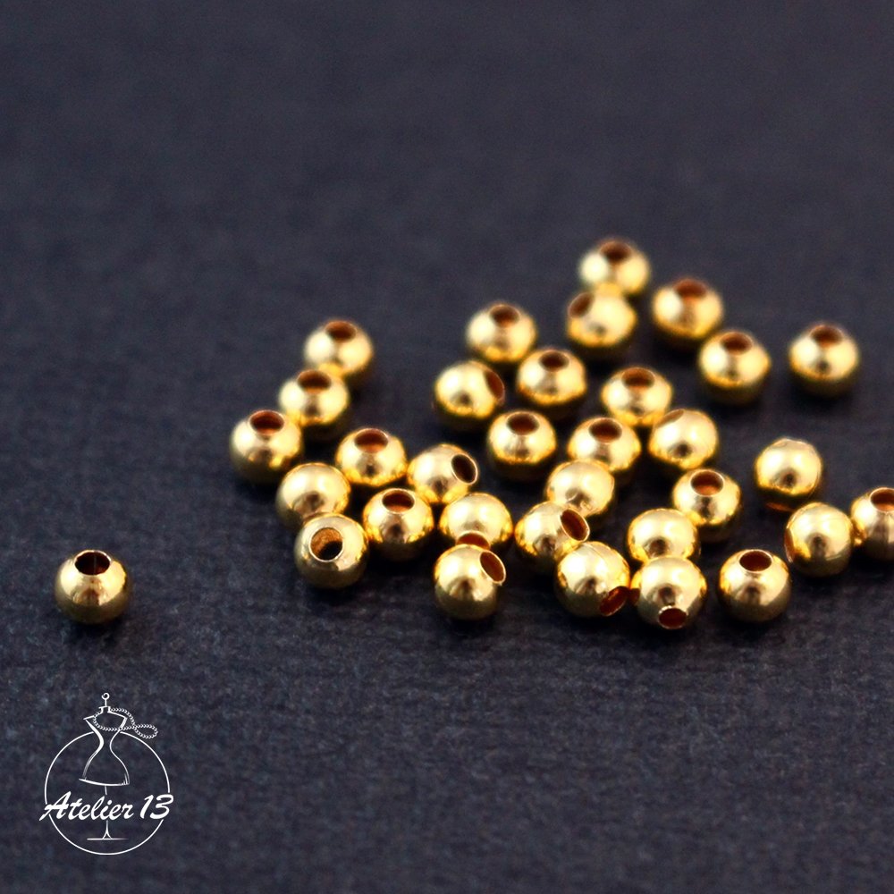 Separator beads, 3 mm, smooth, gold, 2 gr